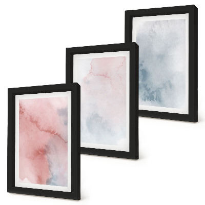 Framed triptych Pastel watercolors on canvas colorful textures
