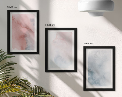 Framed triptych Pastel watercolors on canvas colorful textures
