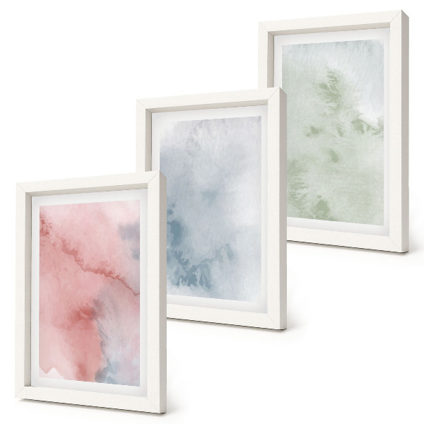 3-piece wall art set Pastel structures colorful watercolors on canvas