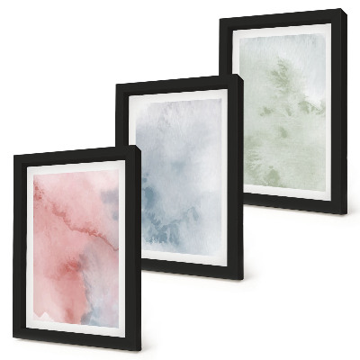 3-piece wall art set Pastel structures colorful watercolors on canvas
