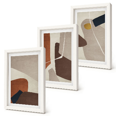 Framed triptych Abstract boho painting shapes in a modern style