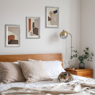 Framed triptych Abstract boho painting shapes in a modern style