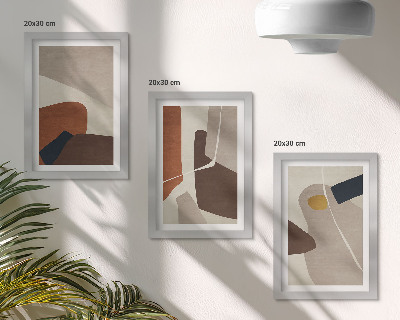 Framed triptych Abstract boho painting shapes in a modern style