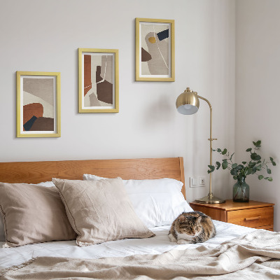 Framed triptych Abstract boho painting shapes in a modern style