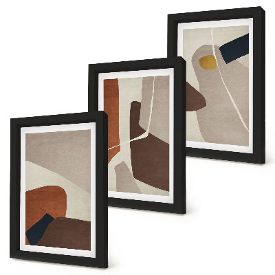 Framed triptych Abstract boho painting shapes in a modern style