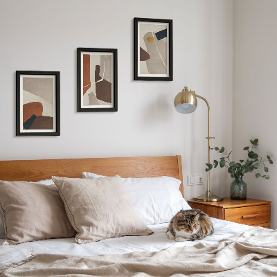 Framed triptych Abstract boho painting shapes in a modern style