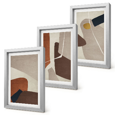 Framed triptych Abstract boho painting shapes in a modern style