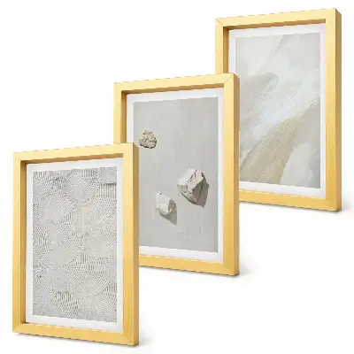 Photo frame wall with sand, stone, and modern paint textures