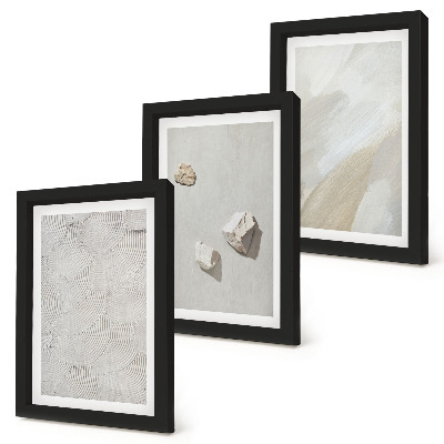 Photo frame wall Sand, stones and modern paint textures