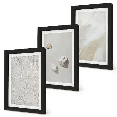 Photo frame wall with sand, stone, and modern paint textures