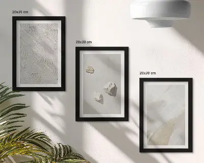 Photo frame wall with sand, stone, and modern paint textures