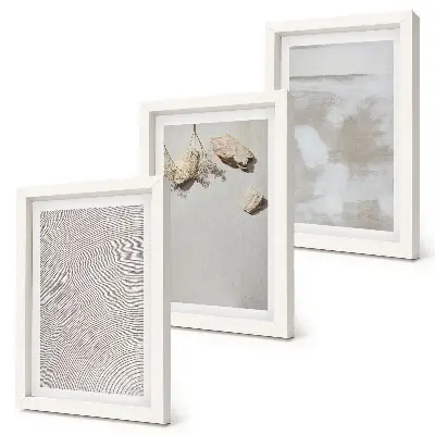 Sand, stones and worn texture boho triptych framed
