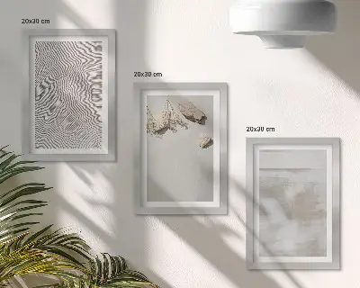 Sand, stones and worn texture boho triptych framed