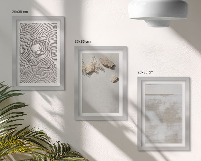 Framed triptych Sand, stones and worn texture boho style