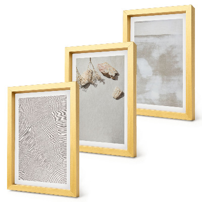 Framed triptych Sand, stones and worn texture boho style