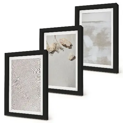 Sand, stones and worn texture boho triptych framed