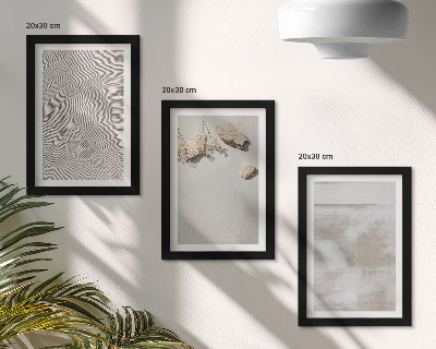 Framed triptych Sand, stones and worn texture boho style