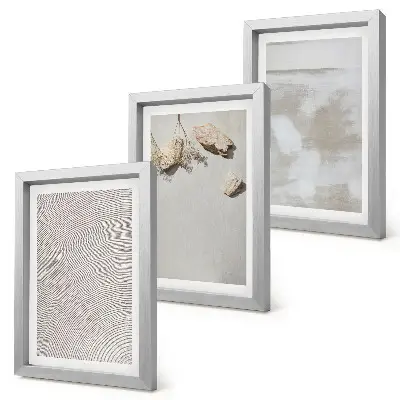 Sand, stones and worn texture boho triptych framed