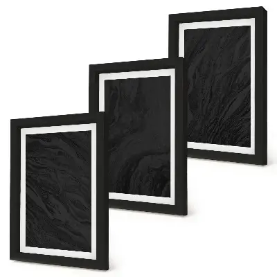 3-piece wall art set with dark elegant marble textures in a glamorous style