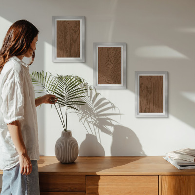 Framed triptych Wood pattern tree bark texture minimalism