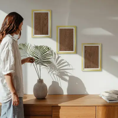 Wood pattern tree bark texture minimalism framed triptych
