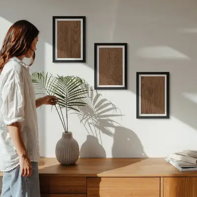 Wood pattern tree bark texture minimalism framed triptych