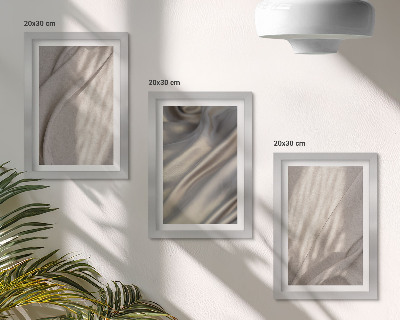 3-piece wall art set Close-up of natural fabric structures in boho style