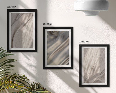 3-piece wall art set Close-up of natural fabric structures in boho style