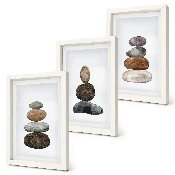 Photo frame wall minimalist boho painting with stacks of stones