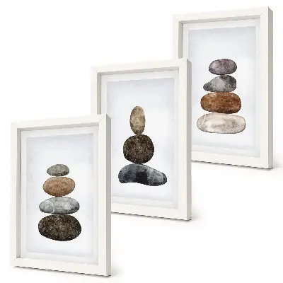 Photo frame wall minimalist boho painting with stacks of stones