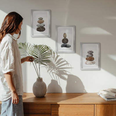 Photo frame wall Stacks of stones minimalist boho painting
