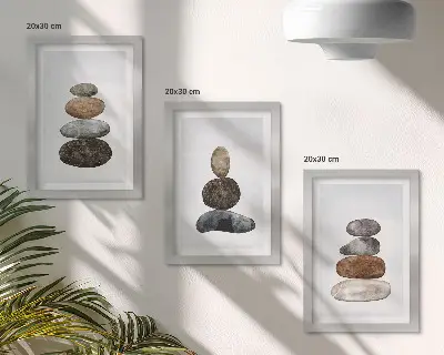Photo frame wall minimalist boho painting with stacks of stones