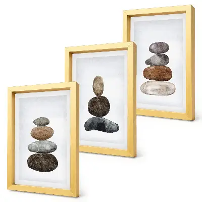 Photo frame wall minimalist boho painting with stacks of stones