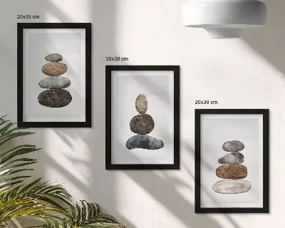 Photo frame wall minimalist boho painting with stacks of stones