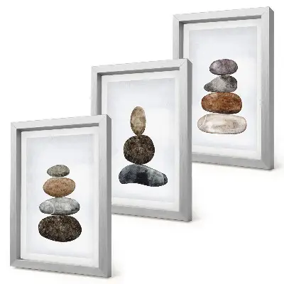 Photo frame wall minimalist boho painting with stacks of stones