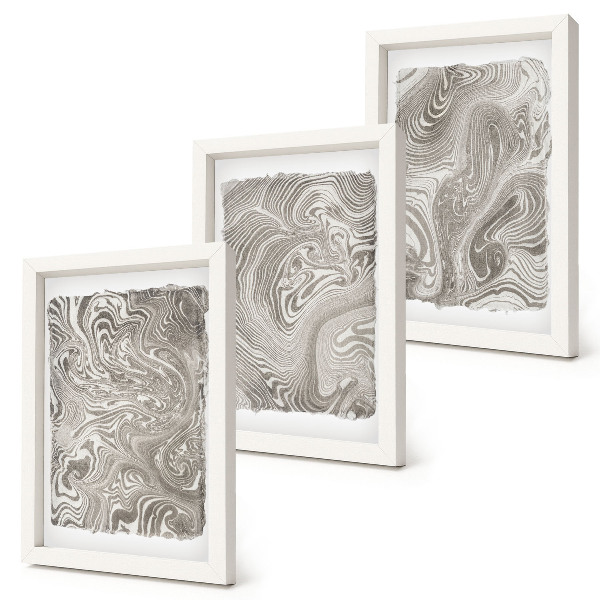 Framed triptych Modern shapes abstract painting