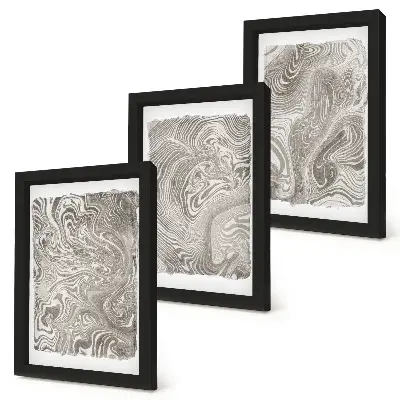 Modern abstract shapes painting framed triptych