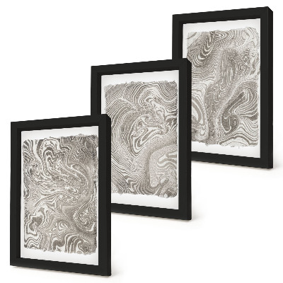 Framed triptych Modern shapes abstract painting