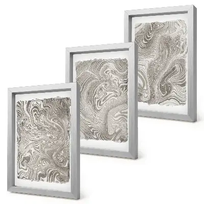 Modern abstract shapes painting framed triptych