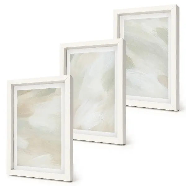 Bright abstract canvas wall art triptych delicate boho style framed