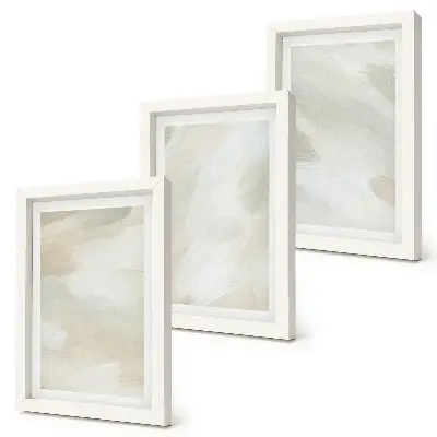 Bright abstract canvas wall art triptych delicate boho style framed
