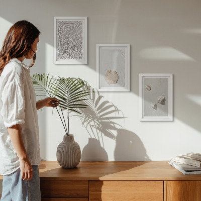 3-piece wall art set Light textures on the sand, delicate boho style