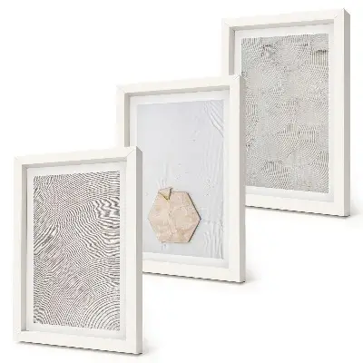 Photo frame wall with delicate boho style light sand textures