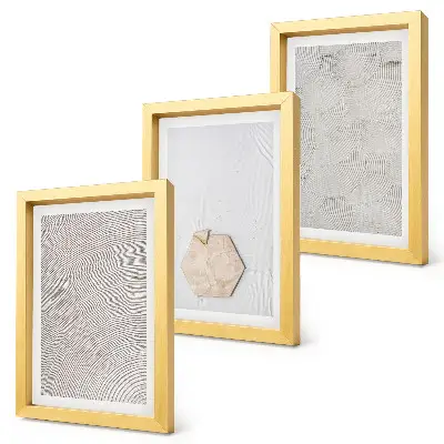 Photo frame wall with delicate boho style light sand textures
