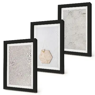 Photo frame wall with delicate boho style light sand textures