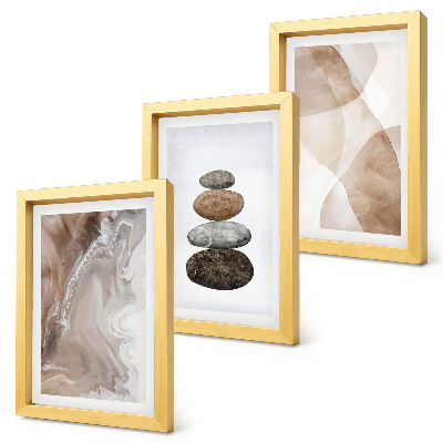 Framed triptych Abstract shapes painted structures in pastel colors