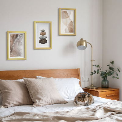 Framed triptych Abstract shapes painted structures in pastel colors