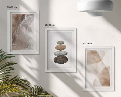 Framed triptych Abstract shapes painted structures in pastel colors