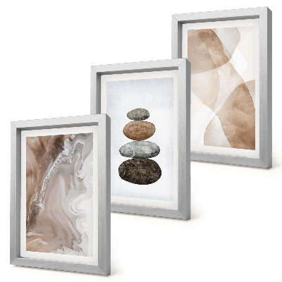 Framed triptych Abstract shapes painted structures in pastel colors