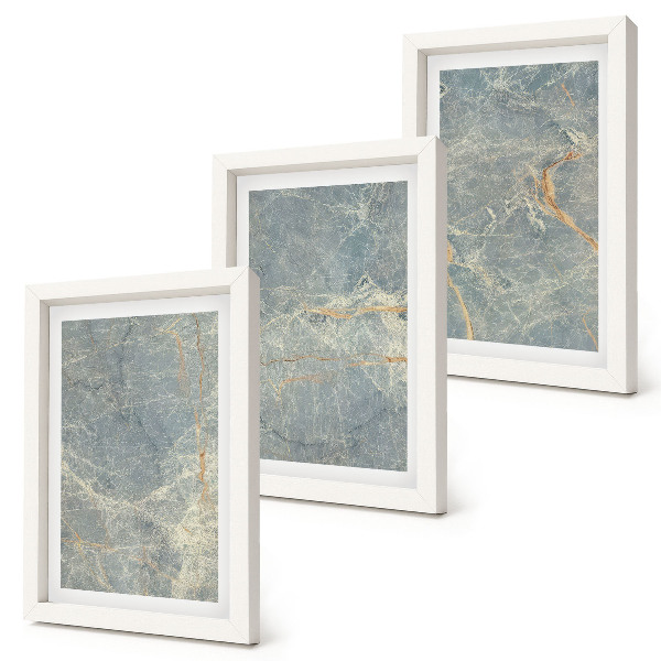 Framed triptych Green veined marble decorative stone structure